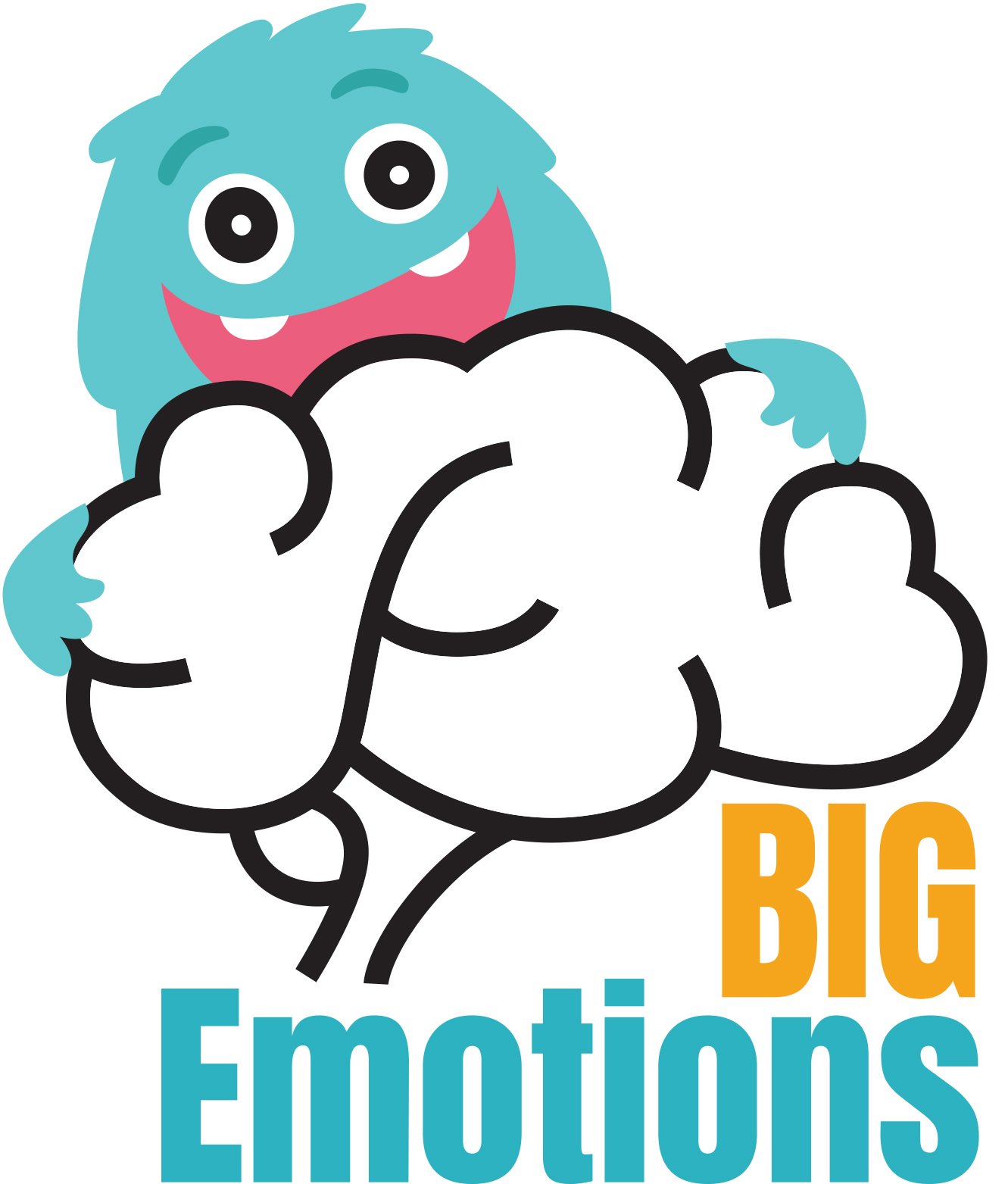 BIG-Emotions Study Logo with a light blue monster hugging a brain-shaped cloud and text reading "BIG Emotions"