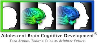 ABCD Study logo showing a child, teenager, and adult white figures reading "Adolescent Brain Cognitive Development, Teen Brains. Today's Science. Brighter Future."